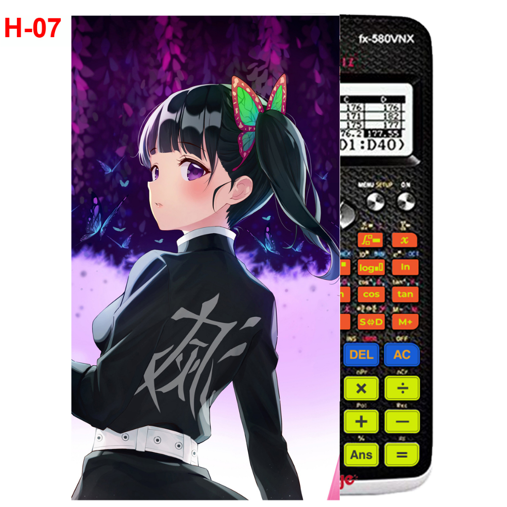 Decal - Hình dán Máy tính CASIO fx570, fx580...anime Kimetsu No Yaiba nhân vật Kochou Shinobu