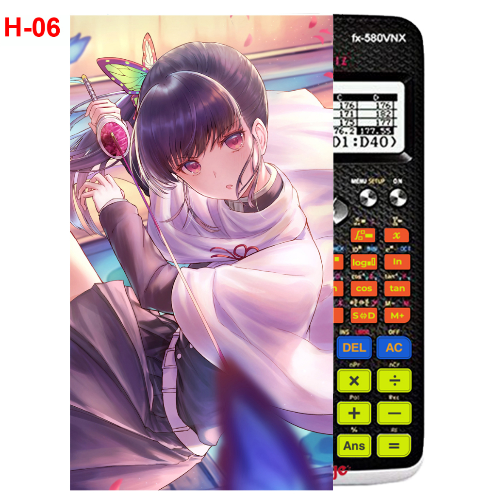 Decal - Hình dán Máy tính CASIO fx570, fx580...anime Kimetsu No Yaiba nhân vật Kochou Shinobu