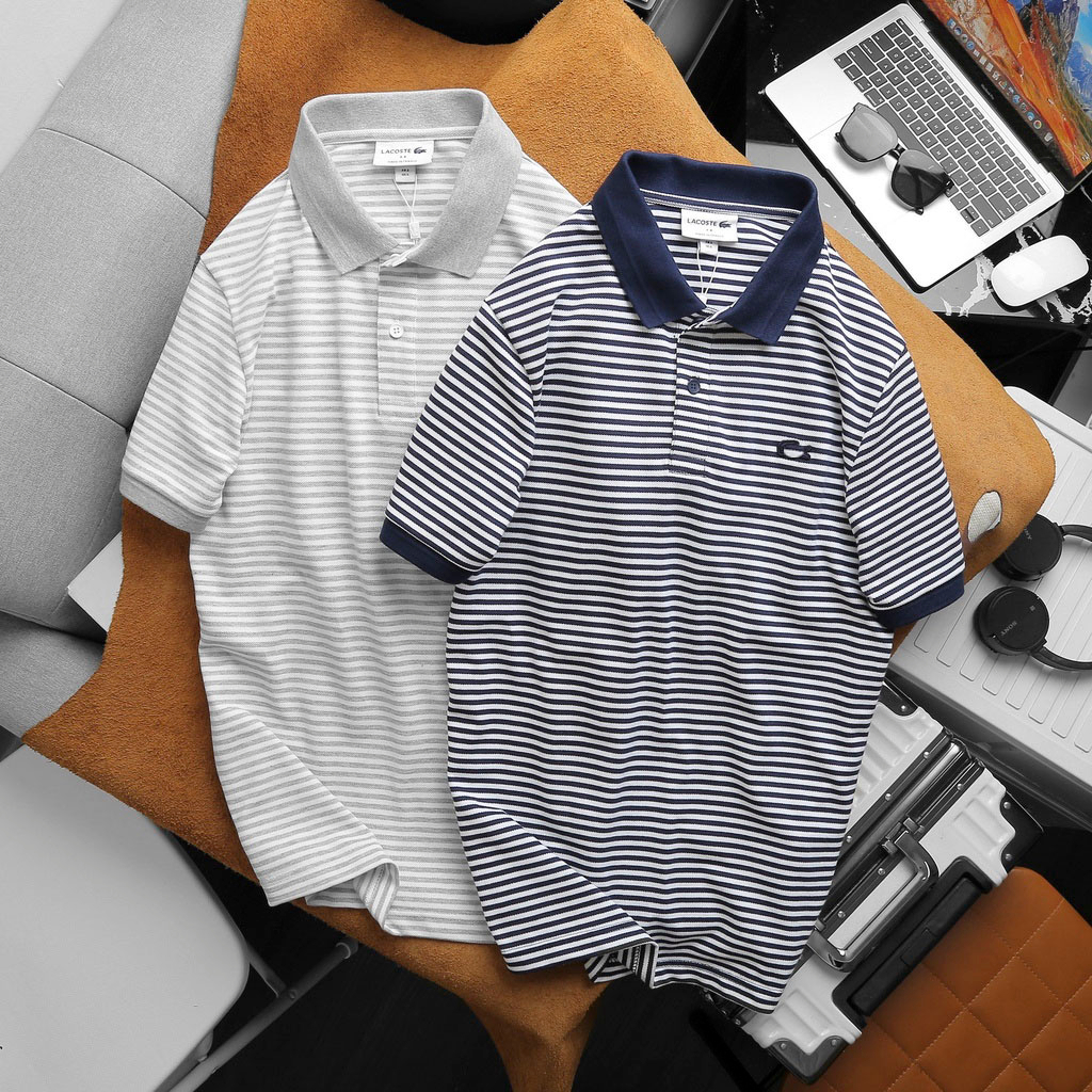 Áo POLO nam cổ bẻ, Áo POLO sọc chất vải cotton, chuẩn form, sang trọng - thanh lịch 2 màu - Basichouse