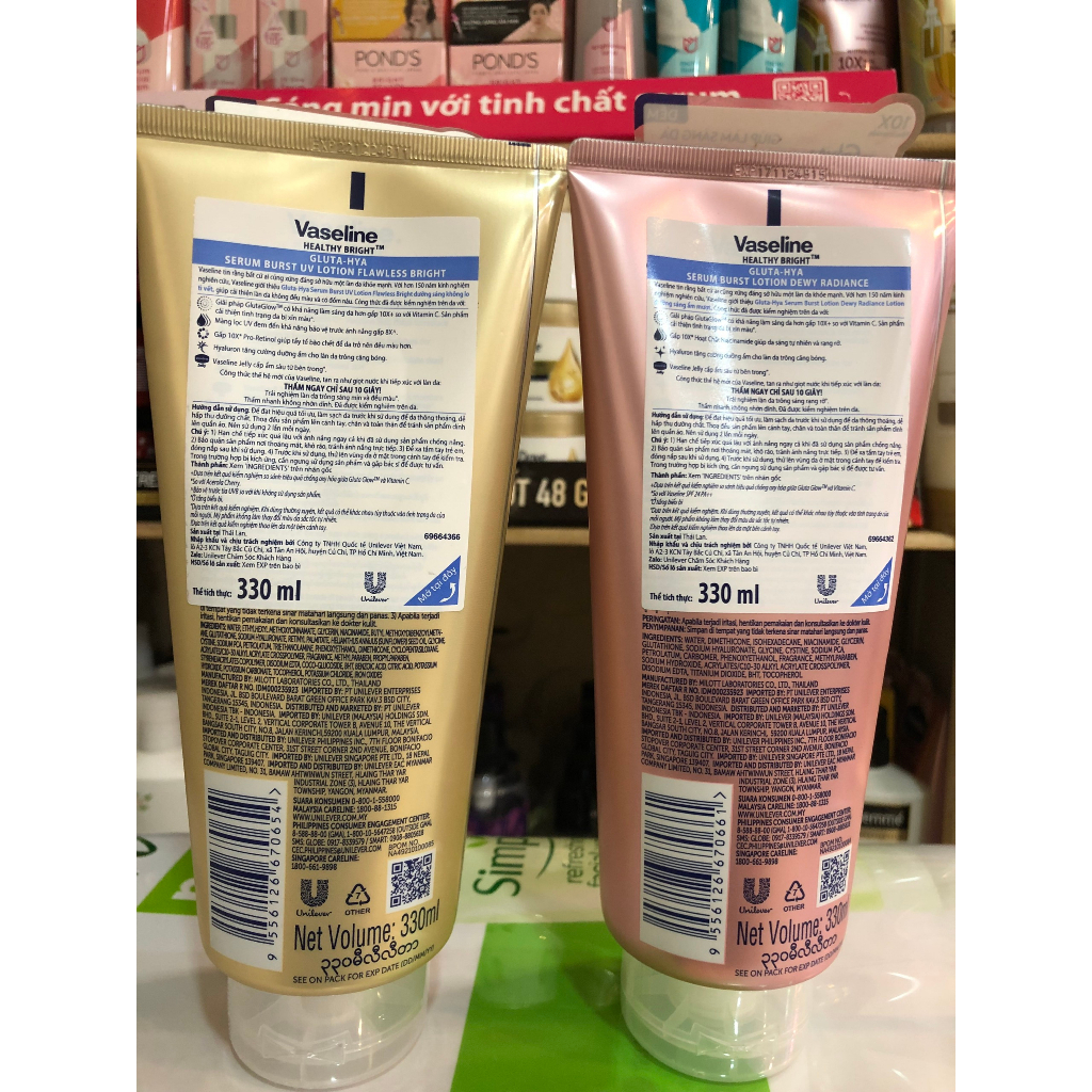 Vaseline healthy bright dưỡng trắng và bảo vệ da 330ml