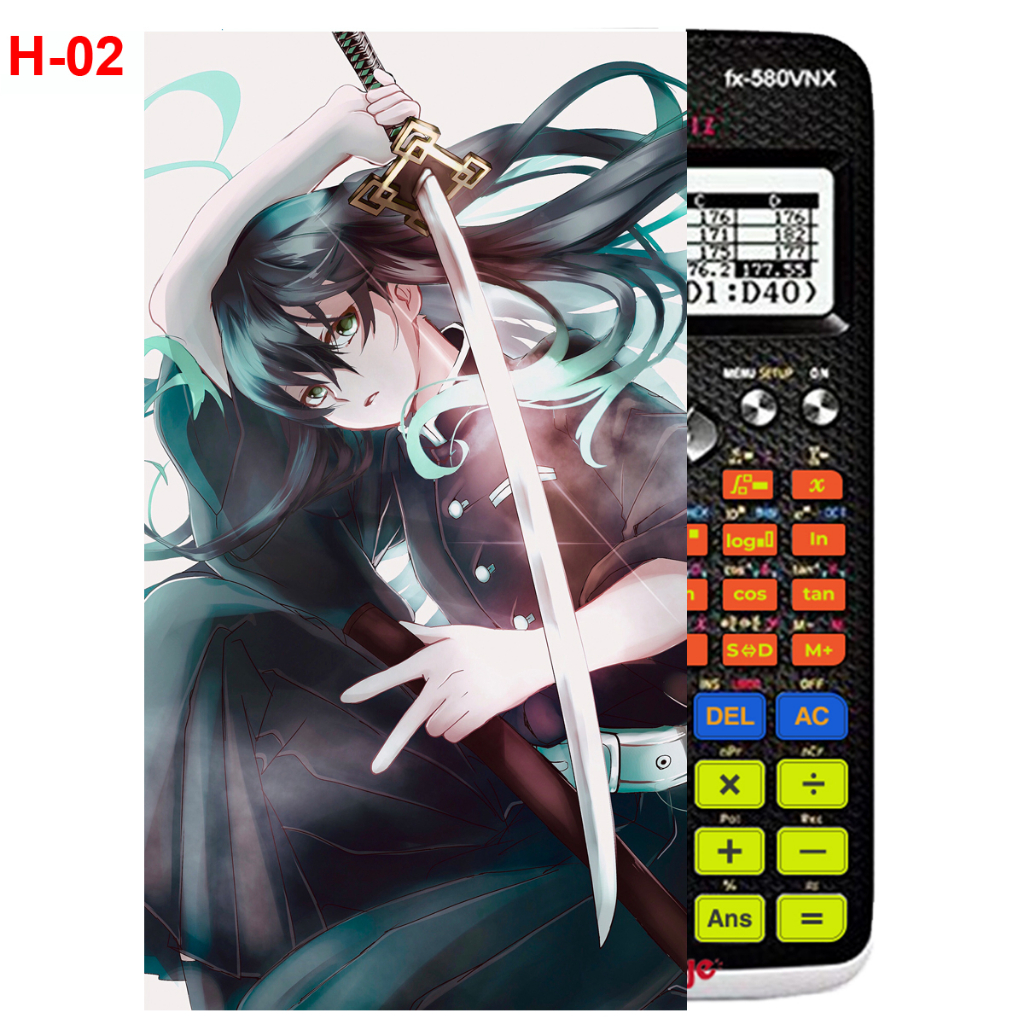 Decal - Hình dán Máy tính CASIO fx570, fx580...anime Kimetsu No Yaiba nhân vật Tokitou Muichirou