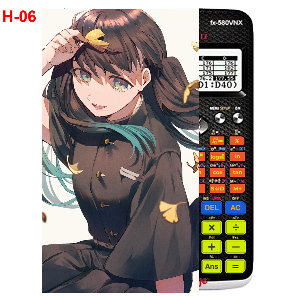 Decal - Hình dán Máy tính CASIO fx570, fx580...anime Kimetsu No Yaiba nhân vật Tokitou Muichirou