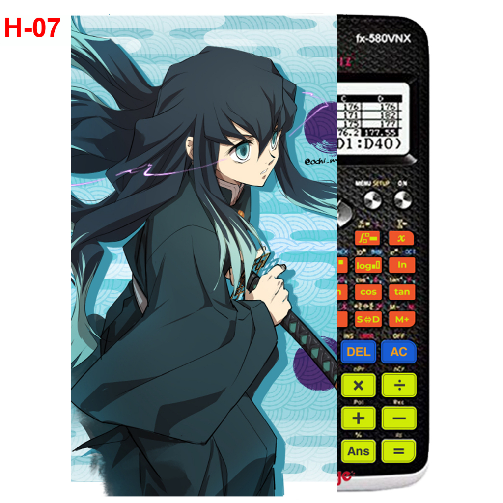 Decal - Hình dán Máy tính CASIO fx570, fx580...anime Kimetsu No Yaiba nhân vật Tokitou Muichirou