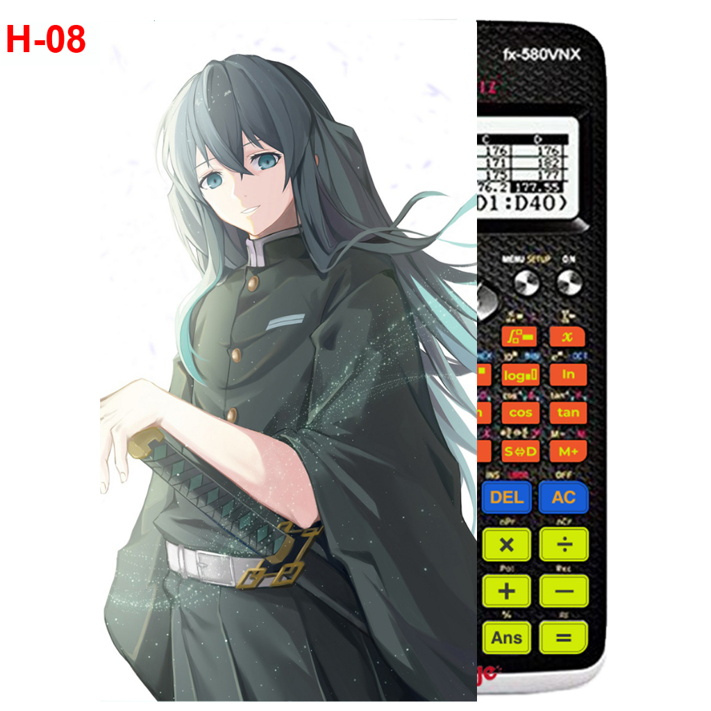 Decal - Hình dán Máy tính CASIO fx570, fx580...anime Kimetsu No Yaiba nhân vật Tokitou Muichirou