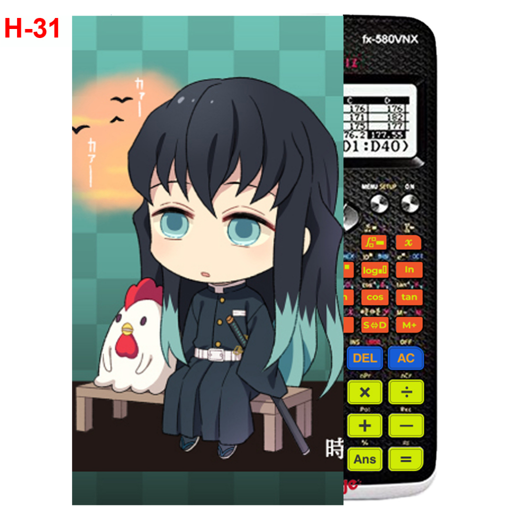 Decal - Hình dán Máy tính CASIO fx570, fx580...anime Kimetsu No Yaiba nhân vật Tokitou Muichirou