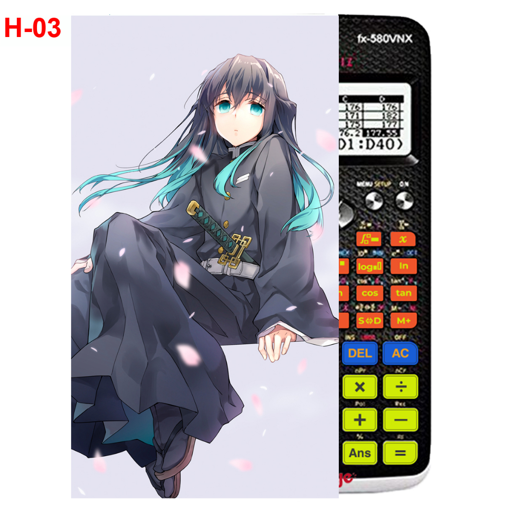 Decal - Hình dán Máy tính CASIO fx570, fx580...anime Kimetsu No Yaiba nhân vật Tokitou Muichirou