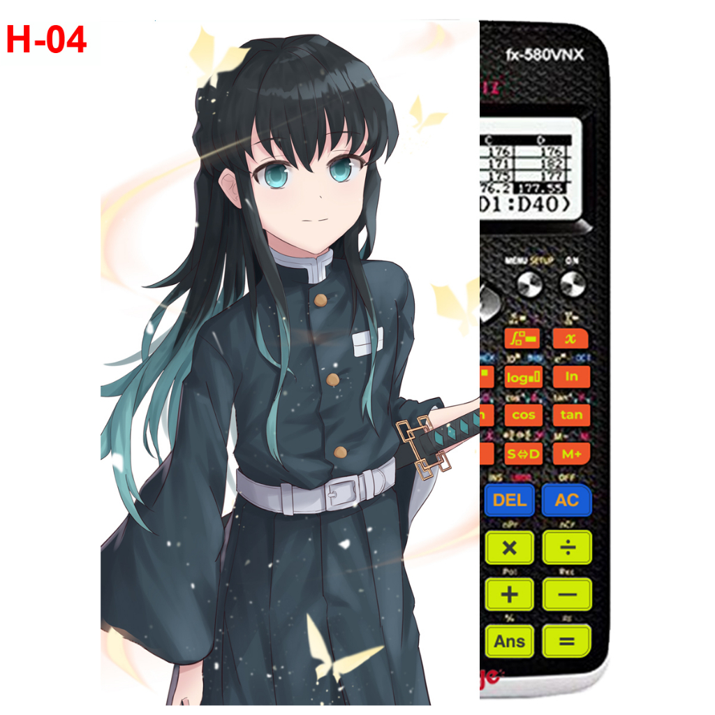 Decal - Hình dán Máy tính CASIO fx570, fx580...anime Kimetsu No Yaiba nhân vật Tokitou Muichirou