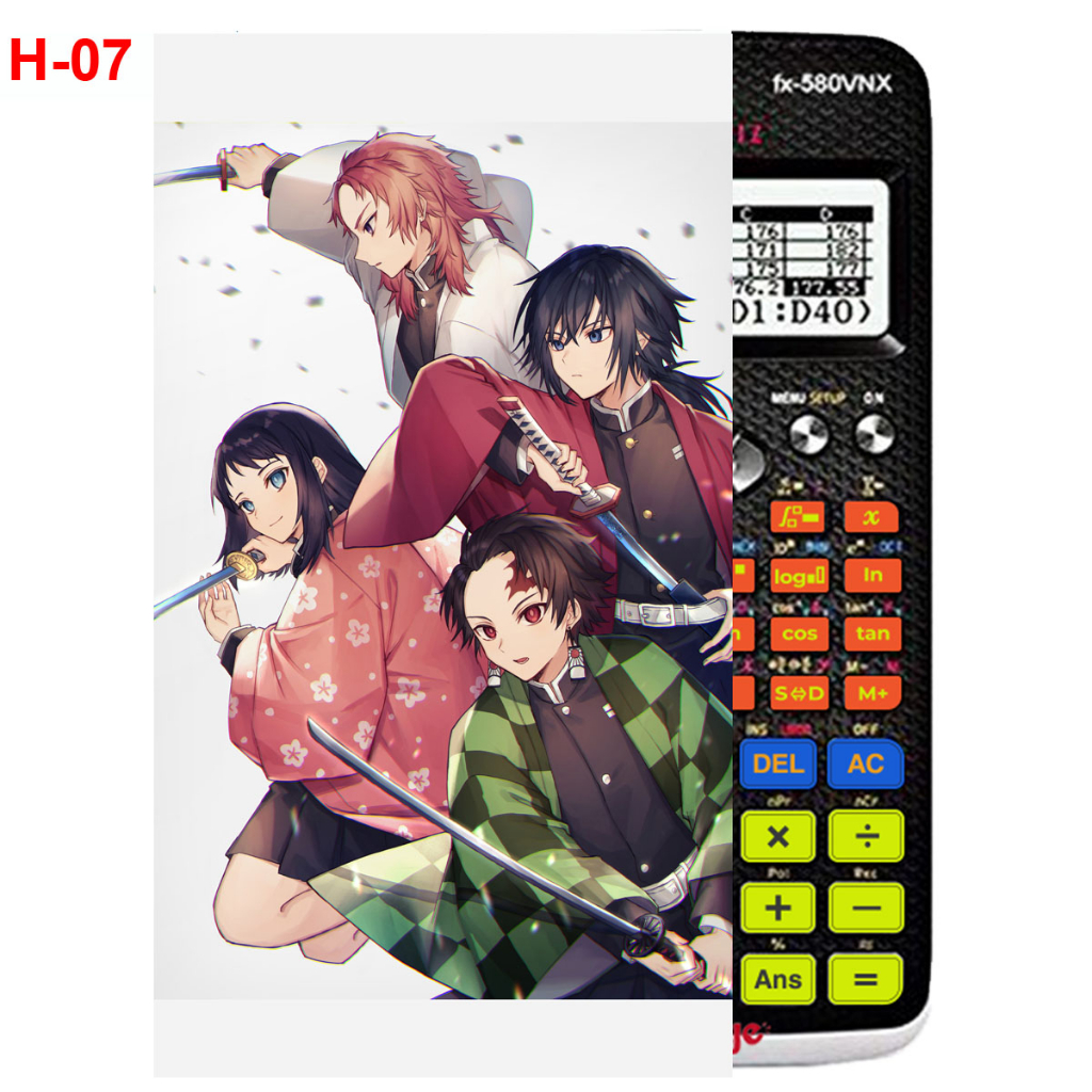 Decal - Hình dán Máy tính CASIO fx570, fx580...anime Kimetsu No Yaiba
