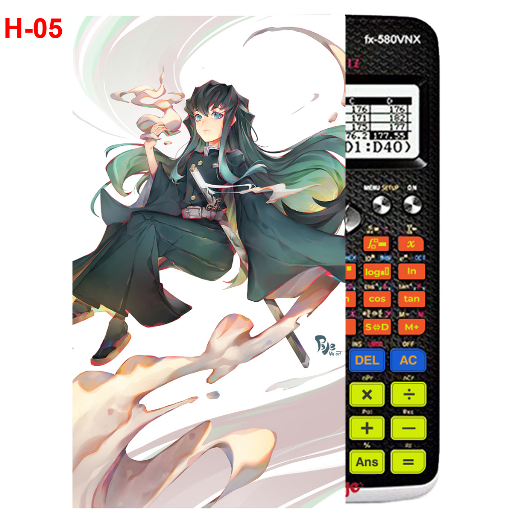 Decal - Hình dán Máy tính CASIO fx570, fx580...anime Kimetsu No Yaiba nhân vật Tokitou Muichirou