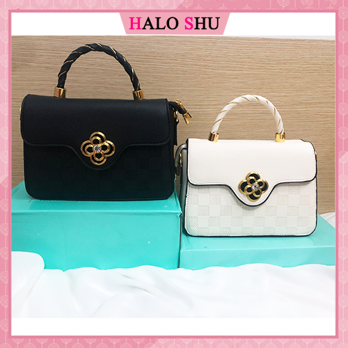 Túi xách nữ, túi đeo chéo nữ 2 dây da dáng vuông sang trọng HALO SHU size 23 mã HL08