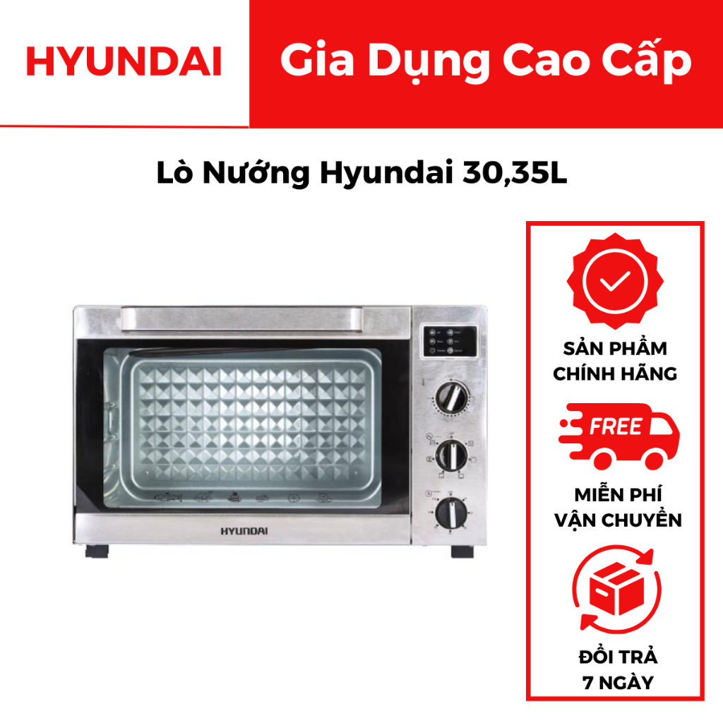 Lò nướng Hyundai 3 dung tích 30L 35L HDE 3000S-3001S, Công suất 1500W-Nhiệt độ 0-250 độ C, Bảo Hành Chính Hãng 12 Tháng