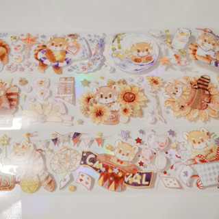 Băng dính washi tape pet gấu mèo nhỏ chiết 35cm