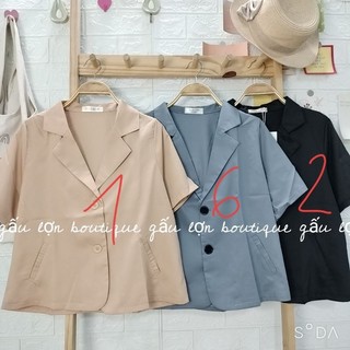 áo blazer ngắn tay trơn basic ảnh thật