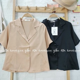 áo blazer ngắn tay trơn basic ảnh thật