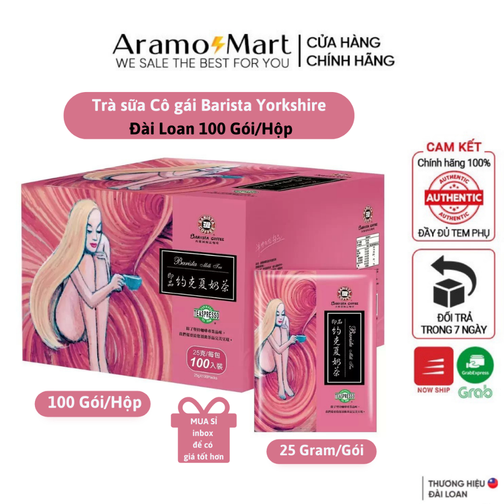 Trà sữa Cô gái Barista Yorkshire Đài Loan 100 Gói X 25 Gram / Hộp