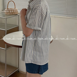 Áo sơ mi thô đũi mềm kẻ sọc dọc