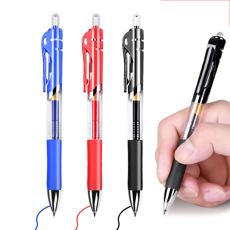 Bút gel bấm bút nước văn phòng màu đen đỏ xanh học sinh bút gel đầu đạn ngòi 0.5 bút ký văn phòng phẩm HOKAMI STORE
