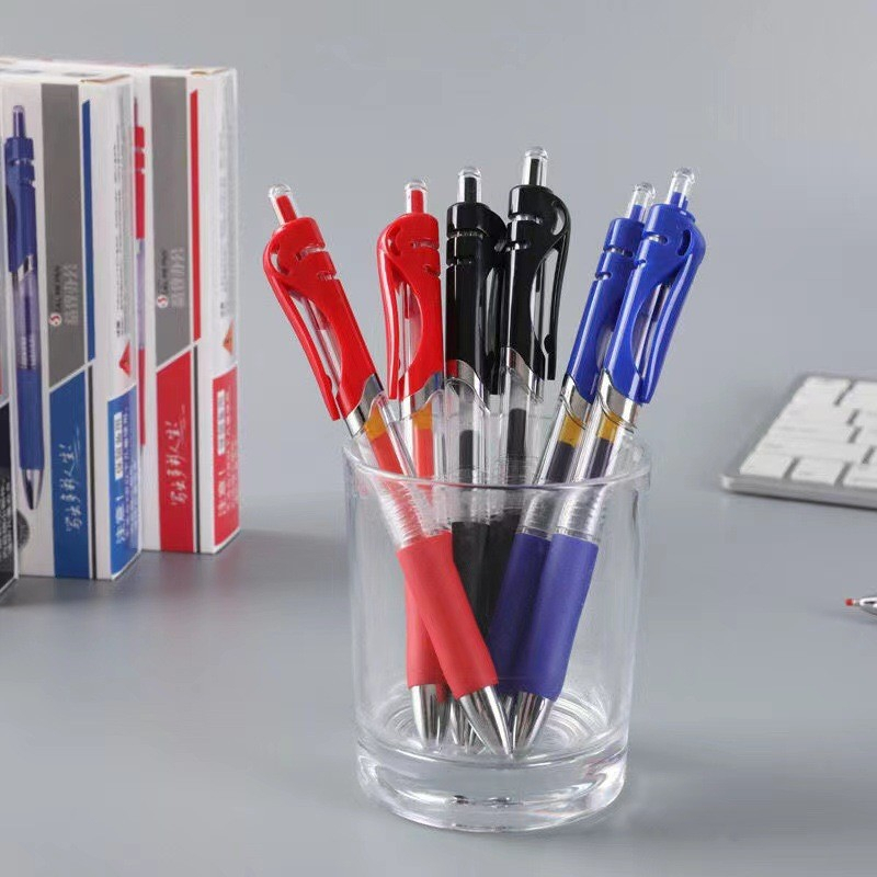 Bút gel bấm bút nước văn phòng màu đen đỏ xanh học sinh bút gel đầu đạn ngòi 0.5 bút ký văn phòng phẩm HOKAMI STORE