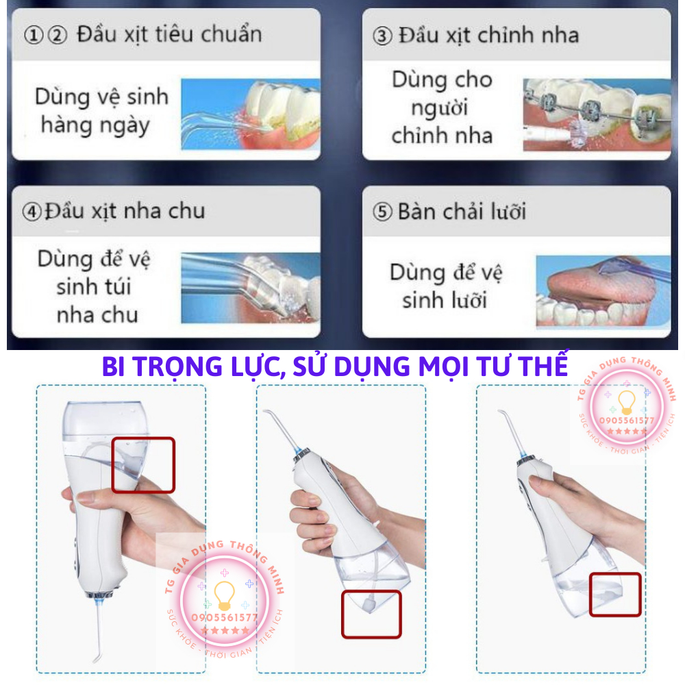 Máy tăm nước H2ofloss HF9P & HF6P + tặng kèm túi vải du lịch, bảo hành 12 tháng trực tiếp tại shop