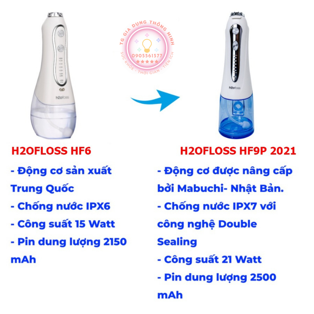 Máy tăm nước H2ofloss HF9P & HF6P + tặng kèm túi vải du lịch, bảo hành 12 tháng trực tiếp tại shop