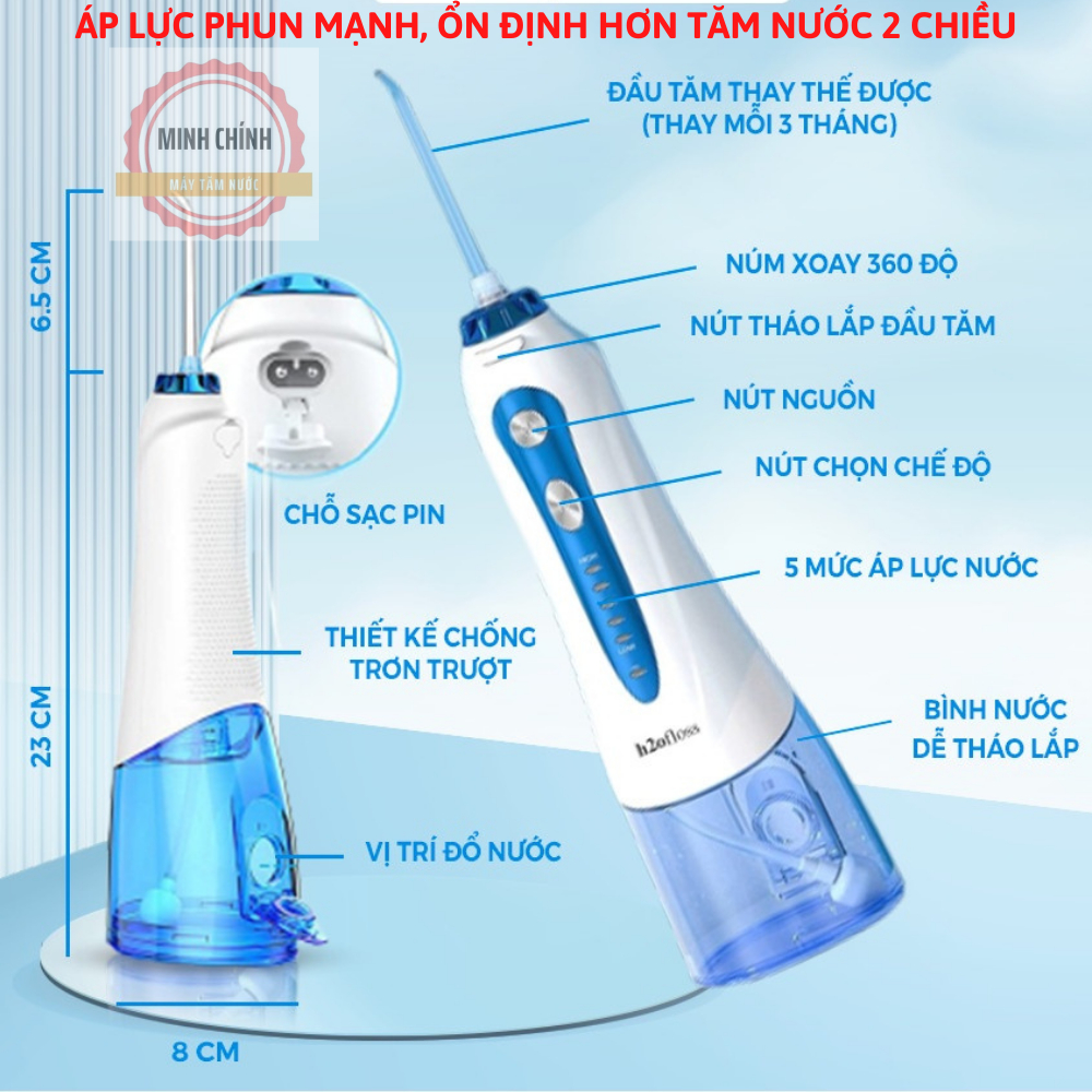 Máy tăm nước H2ofloss HF9P & HF6P + tặng kèm túi vải du lịch, bảo hành 12 tháng trực tiếp tại shop