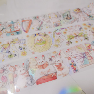 Băng dính washi tape pet thỏ con chiết 35cm