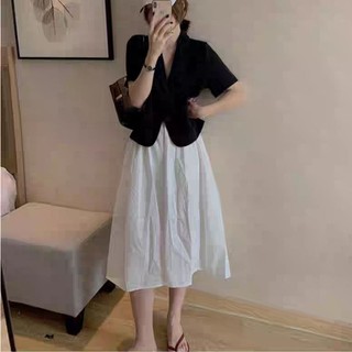 áo blazer ngắn tay trơn basic ảnh thật