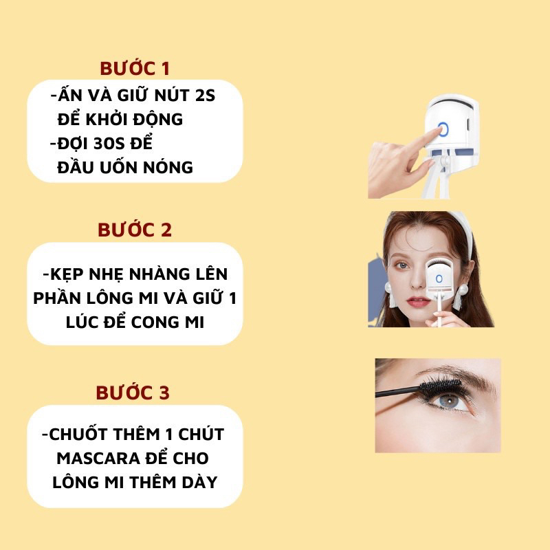 Kẹp mi điện thông minh nhỏ gọn tiện lợi giúp mi cong lâu dễ sử dụng