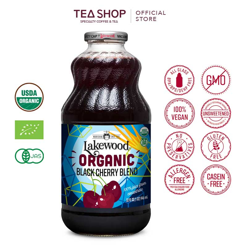 [06/2024] Lakewood: Nước ép hỗn hợp cherry đen hữu cơ - Chai 946ml