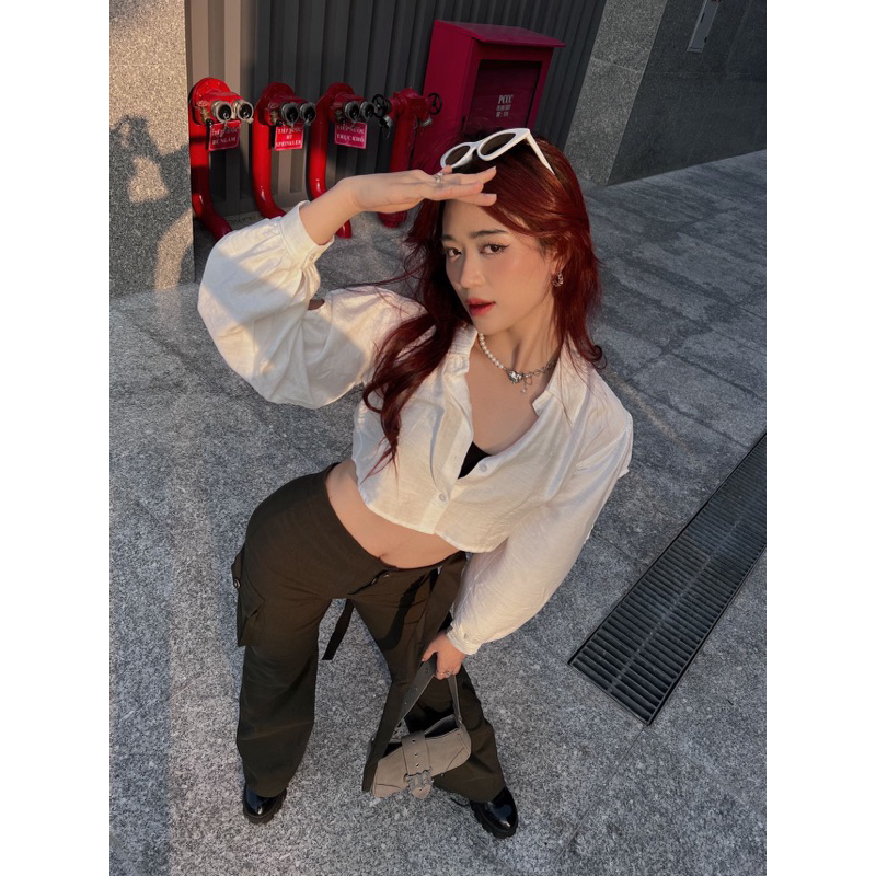 Áo sơ mi croptop QQ.CORN