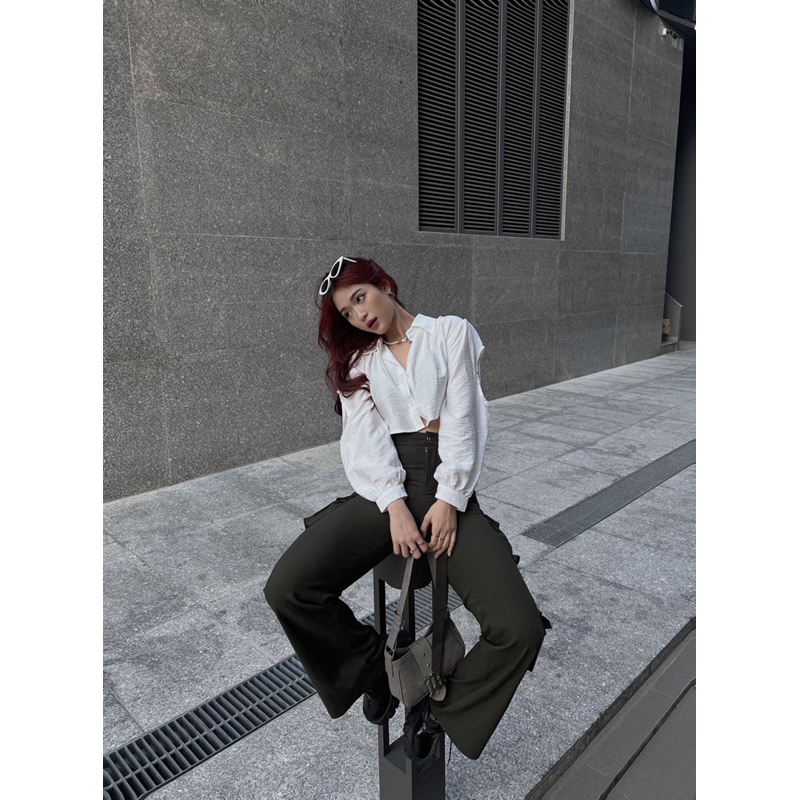 Áo sơ mi croptop QQ.CORN