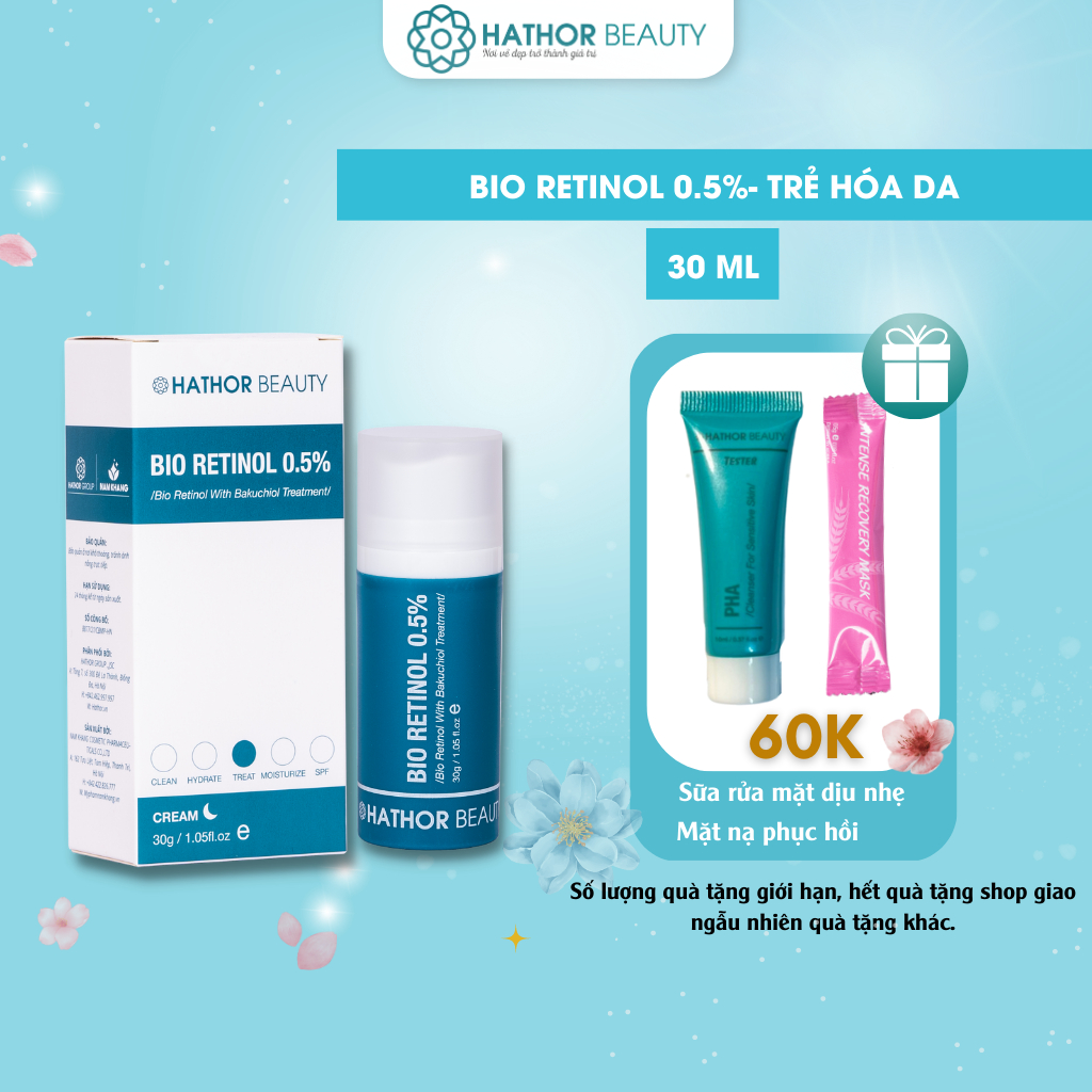 Kem Retinol 0.5% Hathor Beauty 30g kem dưỡng da ngừa lão hóa giảm mụn mờ nám hiệu quả chính hãng