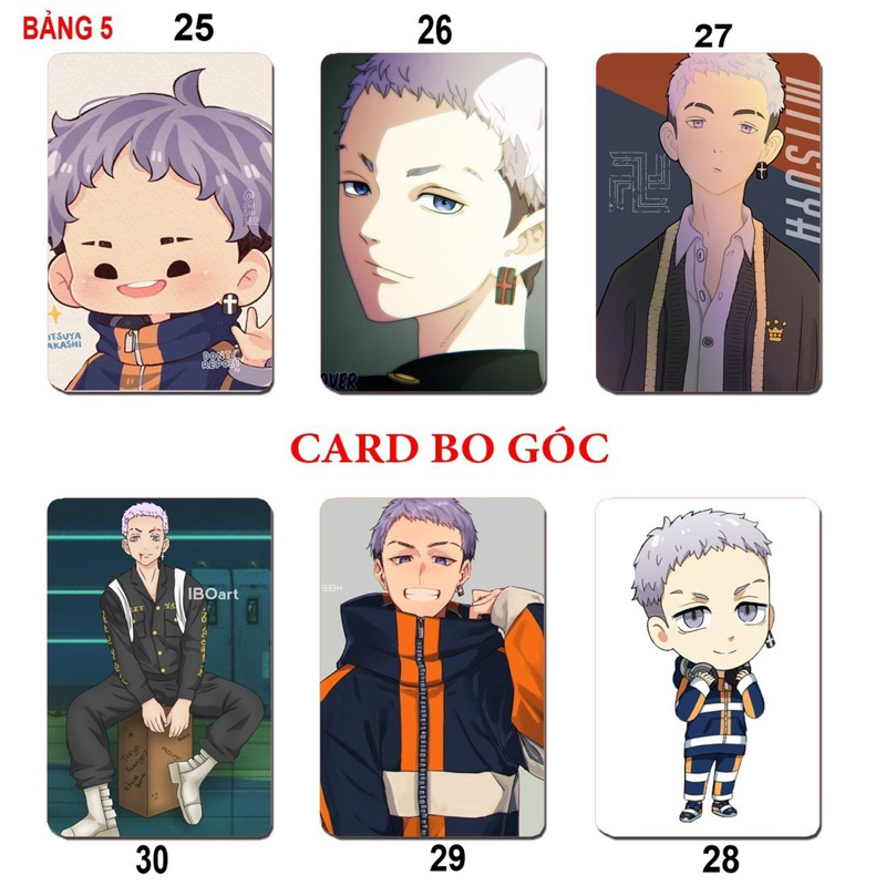 Thẻ card hình Takashi mitsuya 6 ảnh bo góc / card bo góc takashi mitsuya Tokyo Revengers