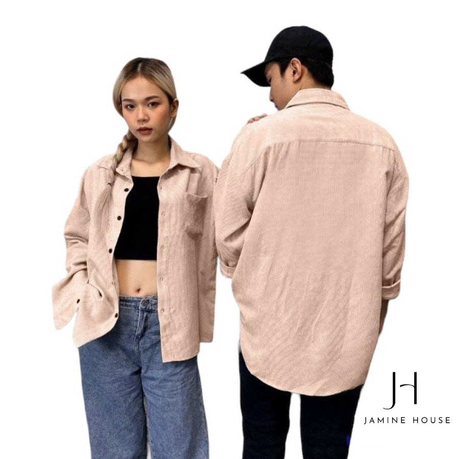 Áo Sơ Mi Nhung Tăm JAMINE HOUSE Dài Tay có 6 MÀU Trơn Ulzzang Unisex