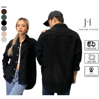 Áo Sơ Mi Nhung Tăm JAMINE HOUSE Dài Tay có 6 MÀU Trơn Ulzzang Unisex