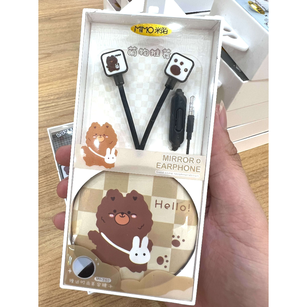 Bộ Tai Nghe Và Hộp Đựng Hàn Quốc Cực Cute ( Tặng Gương ) - Có Micro Đàm Thoại - Âm Thanh Hay | BigBuy360 - bigbuy360.vn