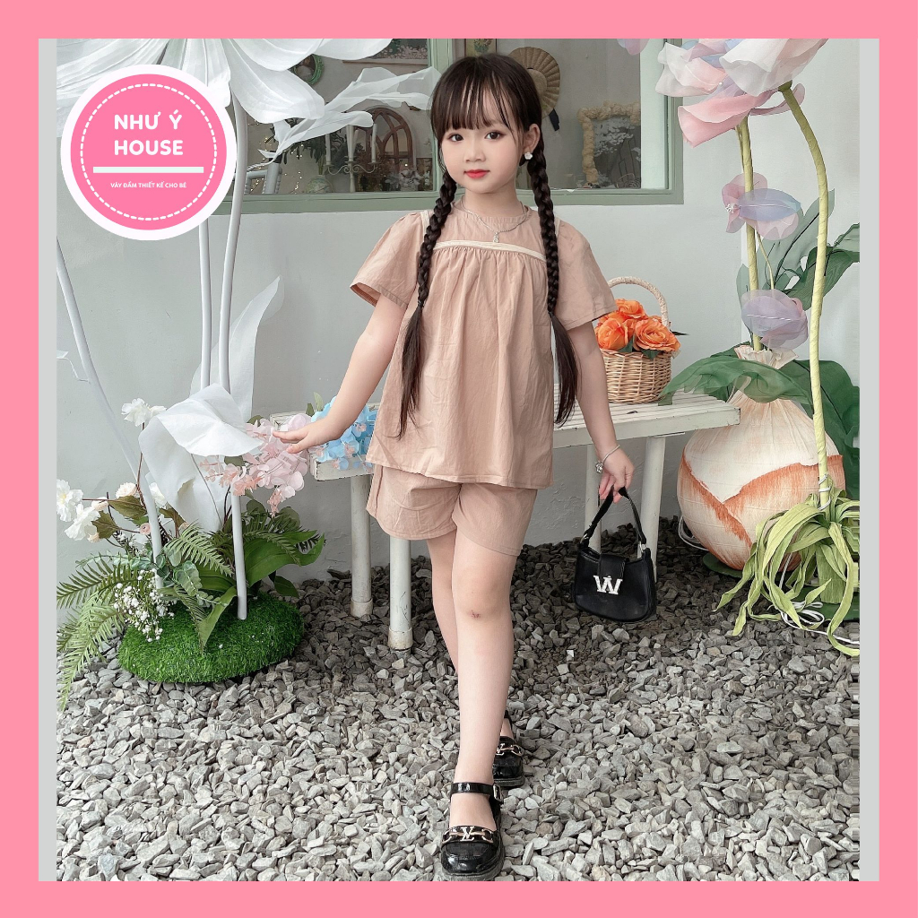 Sét bộ ở nhà cho bé gái 8-32kg👘👘NHƯ Ý HOUSE'S-bộ quần áo cho bé,quà tặng sinh nhật,đi chơi -Set bộ nâu quảng châu