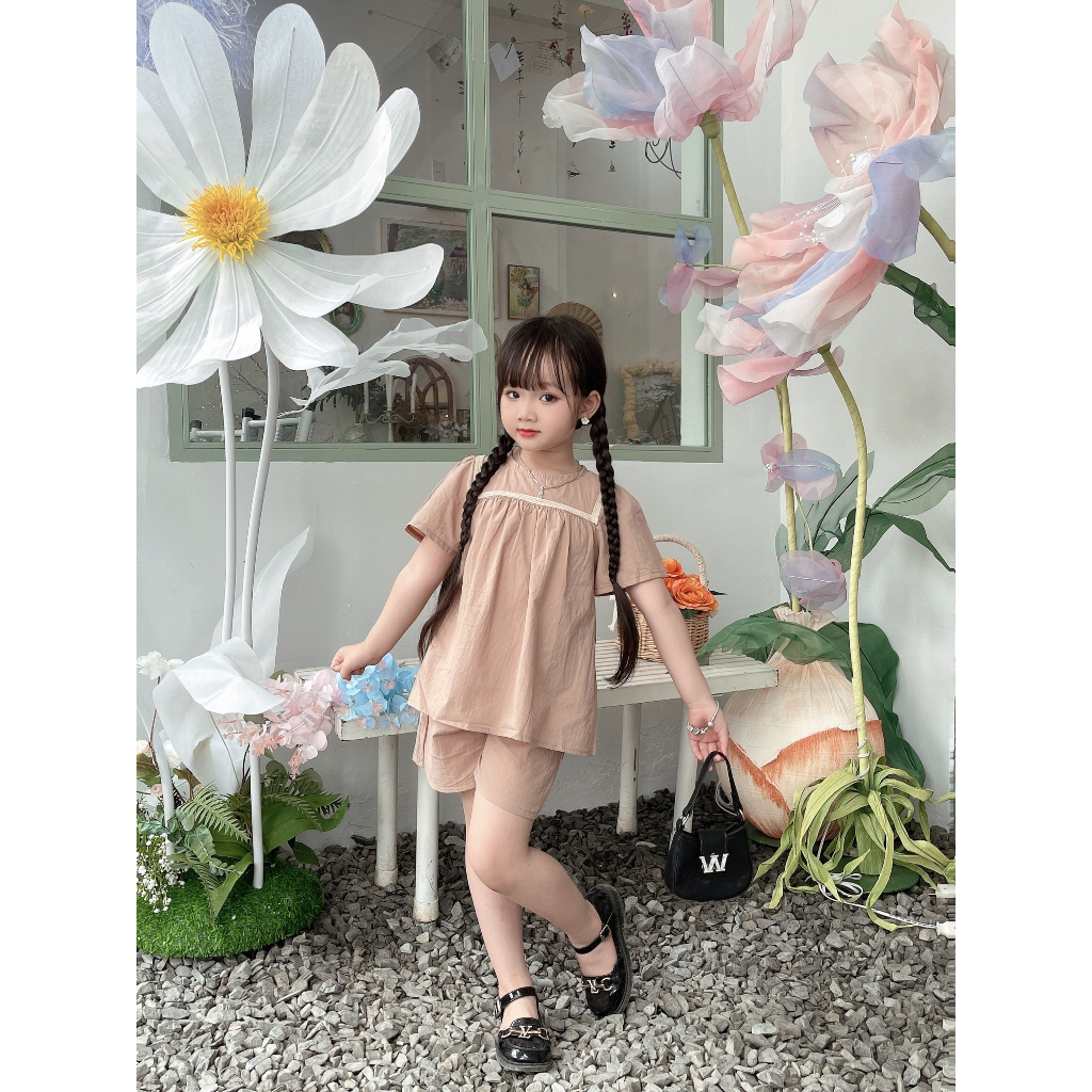 Sét bộ ở nhà cho bé gái 8-32kg👘👘NHƯ Ý HOUSE'S-bộ quần áo cho bé,quà tặng sinh nhật,đi chơi -Set bộ nâu quảng châu