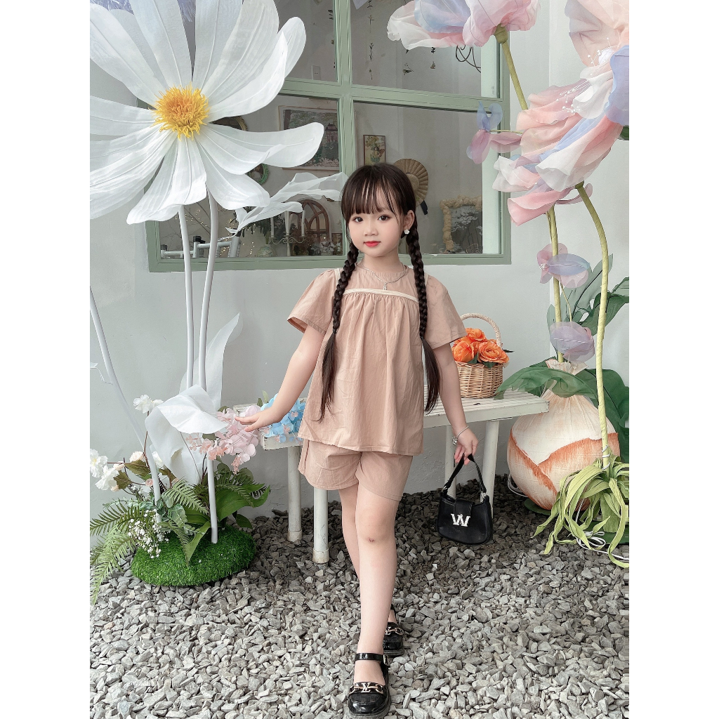 Sét bộ ở nhà cho bé gái 8-32kg👘👘NHƯ Ý HOUSE'S-bộ quần áo cho bé,quà tặng sinh nhật,đi chơi -Set bộ nâu quảng châu