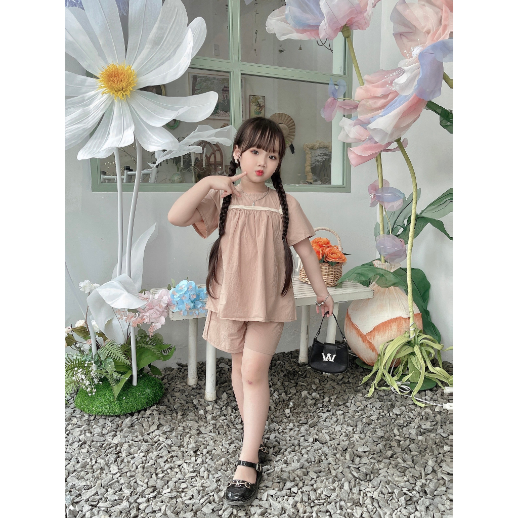 Sét bộ ở nhà cho bé gái 8-32kg👘👘NHƯ Ý HOUSE'S-bộ quần áo cho bé,quà tặng sinh nhật,đi chơi -Set bộ nâu quảng châu