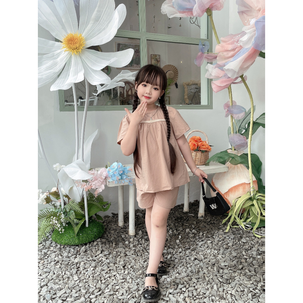 Sét bộ ở nhà cho bé gái 8-32kg👘👘NHƯ Ý HOUSE'S-bộ quần áo cho bé,quà tặng sinh nhật,đi chơi -Set bộ nâu quảng châu