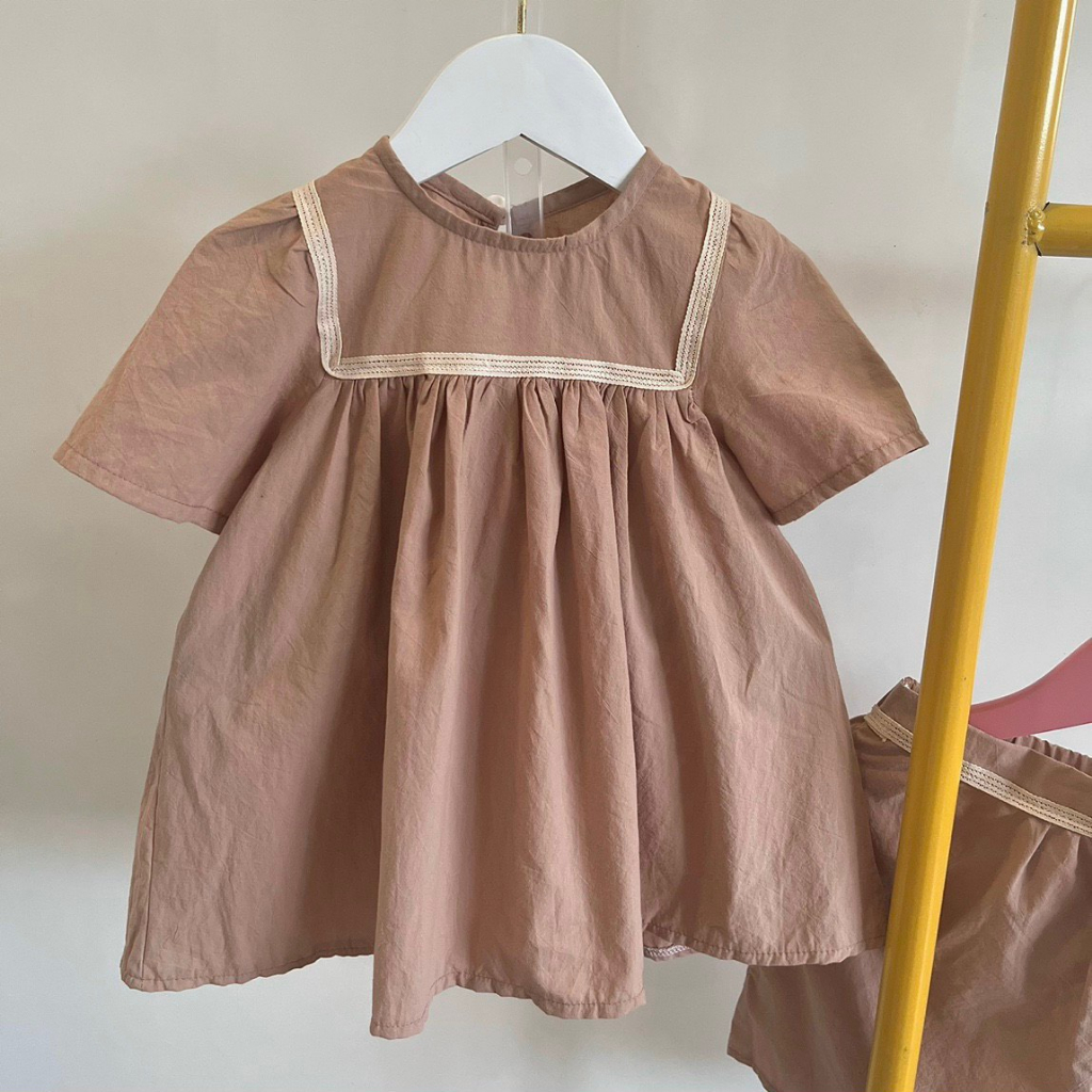 Sét bộ ở nhà cho bé gái 8-32kg👘👘NHƯ Ý HOUSE'S-bộ quần áo cho bé,quà tặng sinh nhật,đi chơi -Set bộ nâu quảng châu