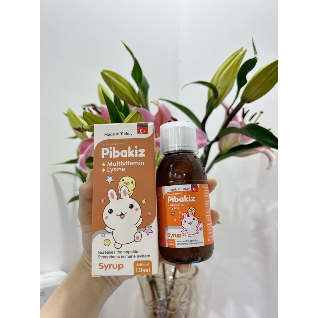 Siro Vitamin tổng hợp và tăng sức đề kháng PIBAKIZ với công thức hoàn chỉnh 3 trong 1 cho bé từ 0 tháng