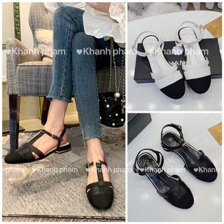 Sandal bệt quai đan đen trắng new fullbox