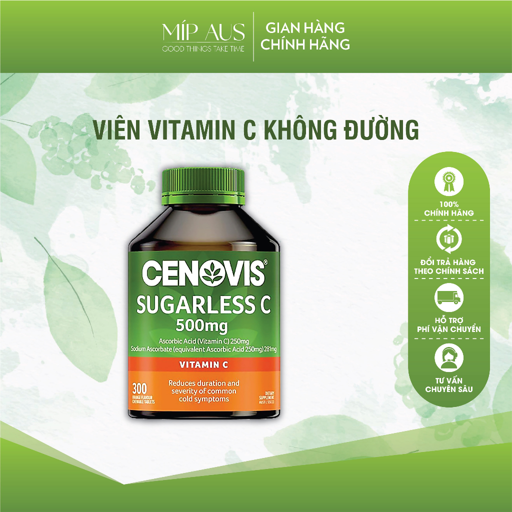 Viên Ngậm Không Đường Vitamin C - Cenovis Sugarless C 500mg (300 Viên)