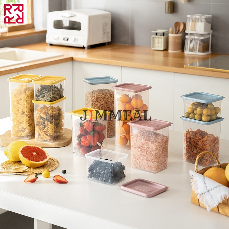 Hộp Nhựa Đựng Thực Phẩm, Hộp Bảo Quản Thực Phẩm Tủ Lạnh, Đồ Khô, Ngũ Cốc Nắp Kín, Chia Vạch 460 920 1300ml