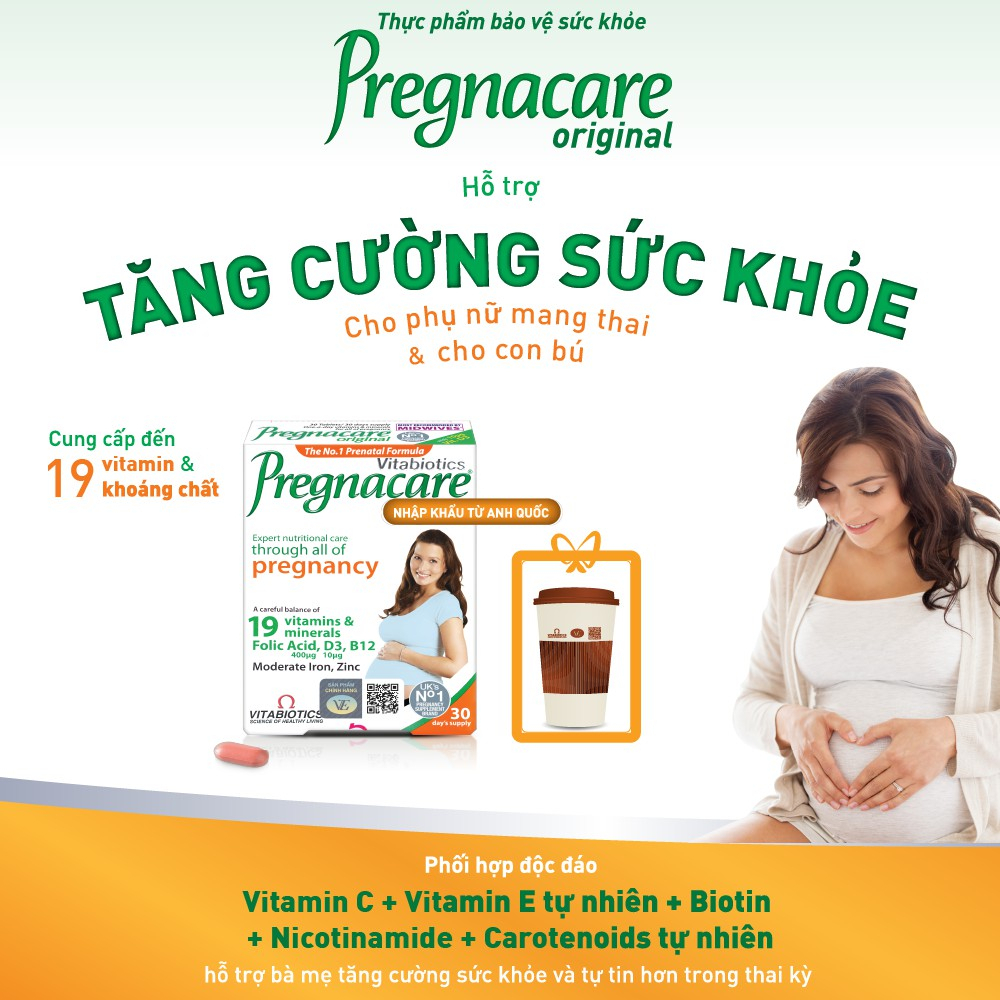 Viên Uống Cho Phụ Nữ Mang Thai Và Cho Con Bú Vitabiotics PREGNACARE ORIGINAL Bổ Sung Vitamin & Khoáng Chất Hộp 30 Viên