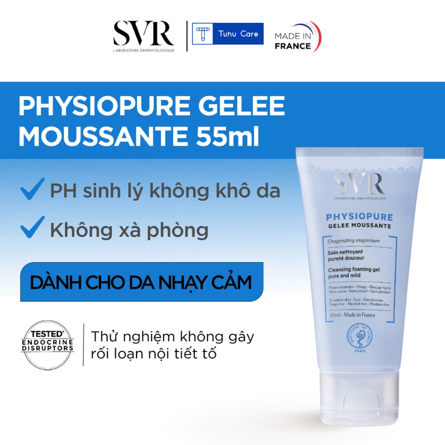 Sữa Rửa Mặt SVR Size 55ml Cho Da Dầu Mụn, Da Khô, Da Nhạy Cảm Được Chuyên Gia Da Liễu Khuyên Dùng