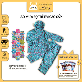 [NGẪU NHIÊN] Bộ quần áo mưa trẻ em cao cấp - Vải dù họa tiết hoạt hình dễ thương