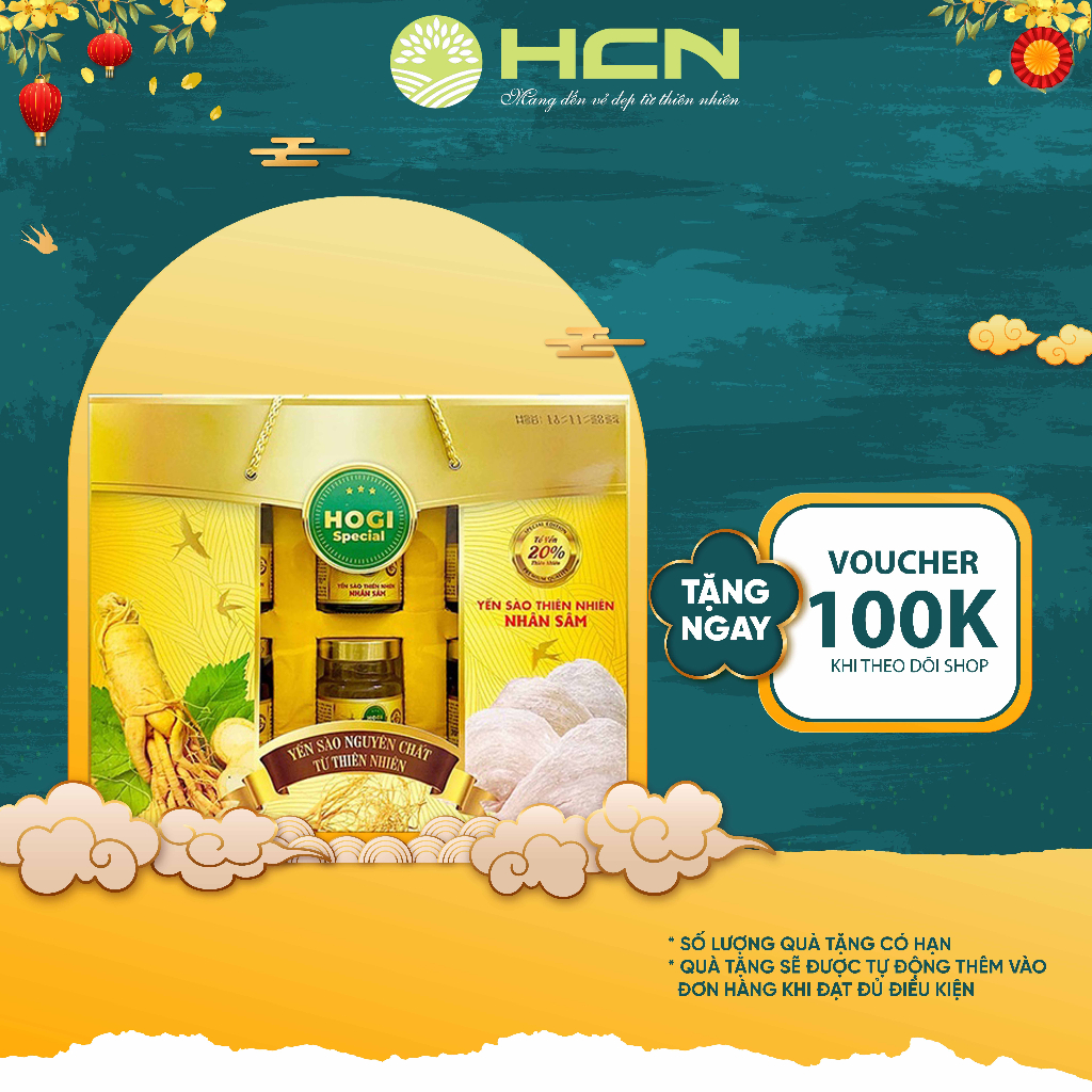 Yến Sào Nhân Sâm Hogi HCN Special Nguyên Chất Bồi Bổ Sức Khỏe, Cải Thiện Trí Nhớ Hộp 6 Lọ 70ml